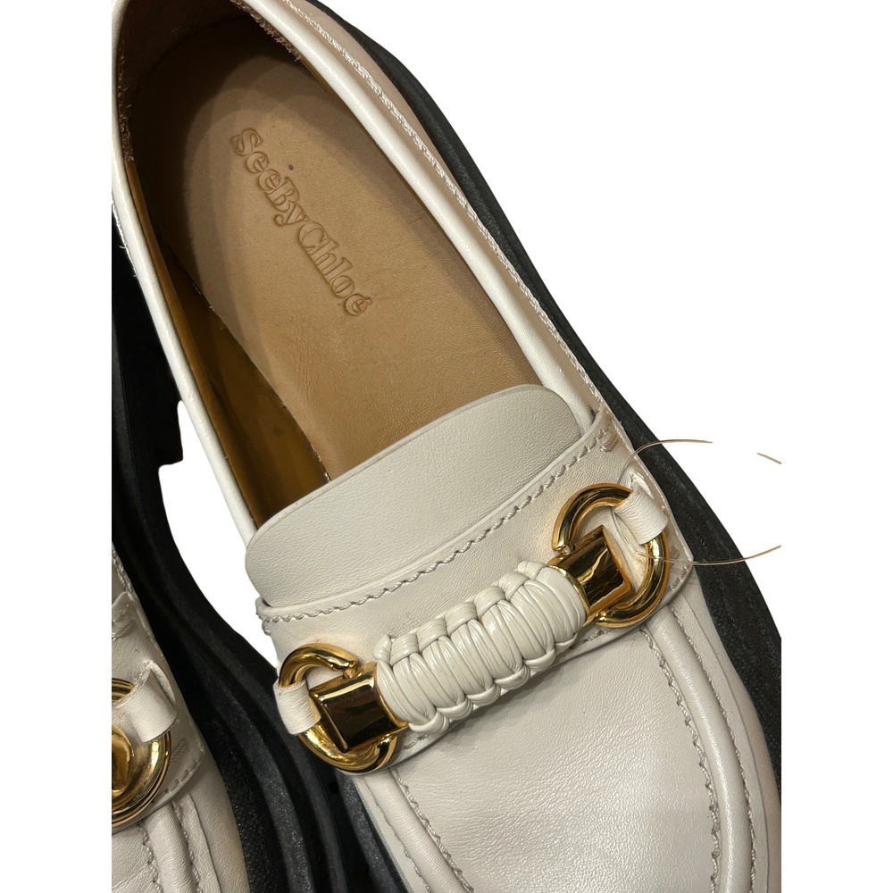 See by Chloe Lylia Loafers Womens 39 Ivory Leather Chunky Lug Sole NIB SB39022A - Picture 5 of 10